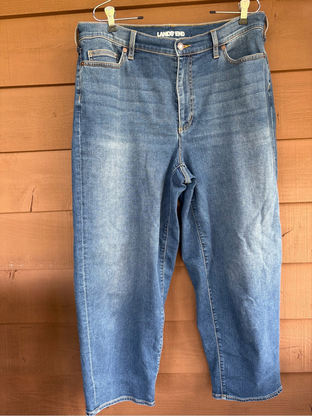Lands’ End high waisted barrel leg jeans